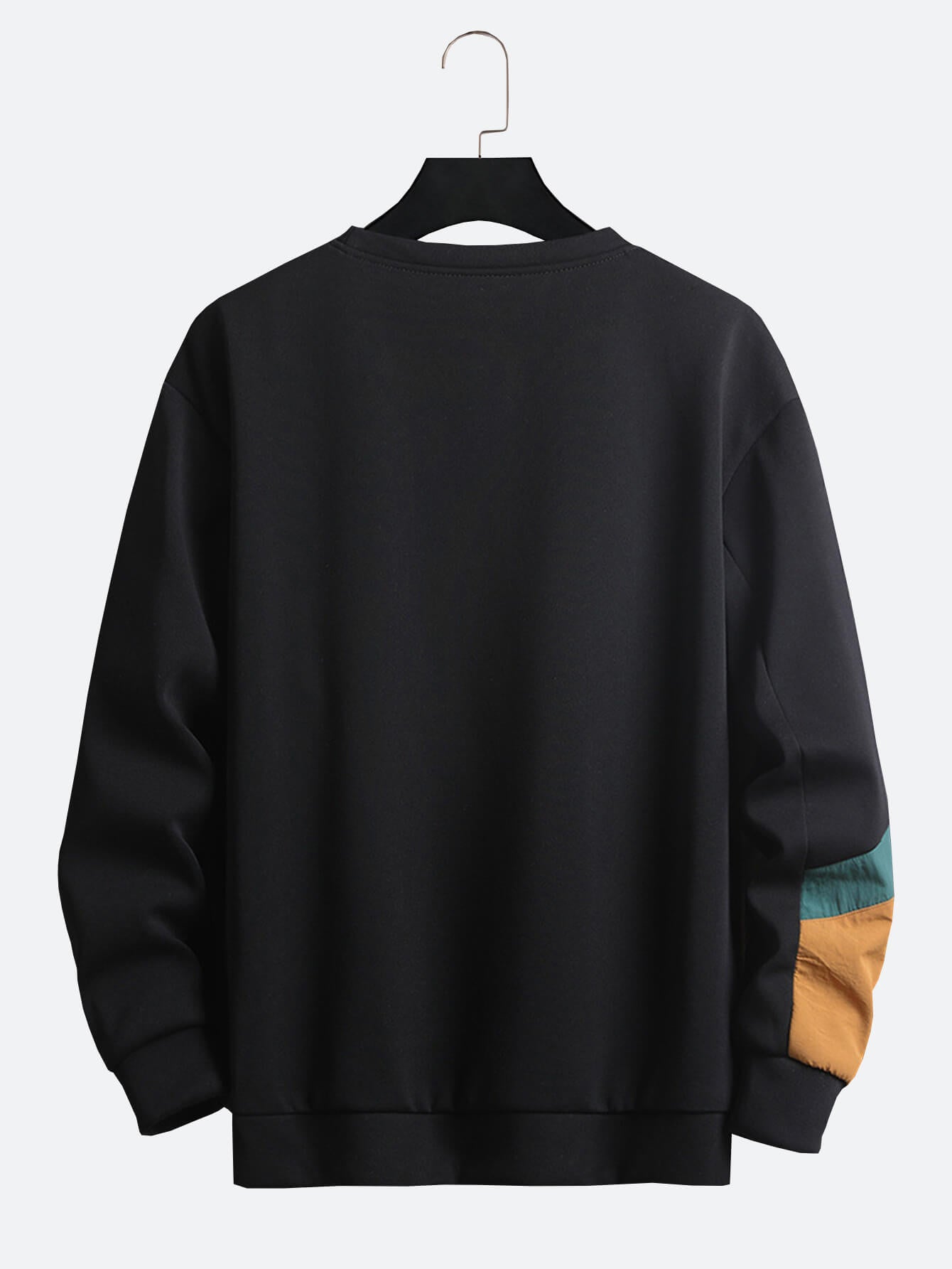 Men Crew Neck Pamuklu Patchwork Sweatshirt