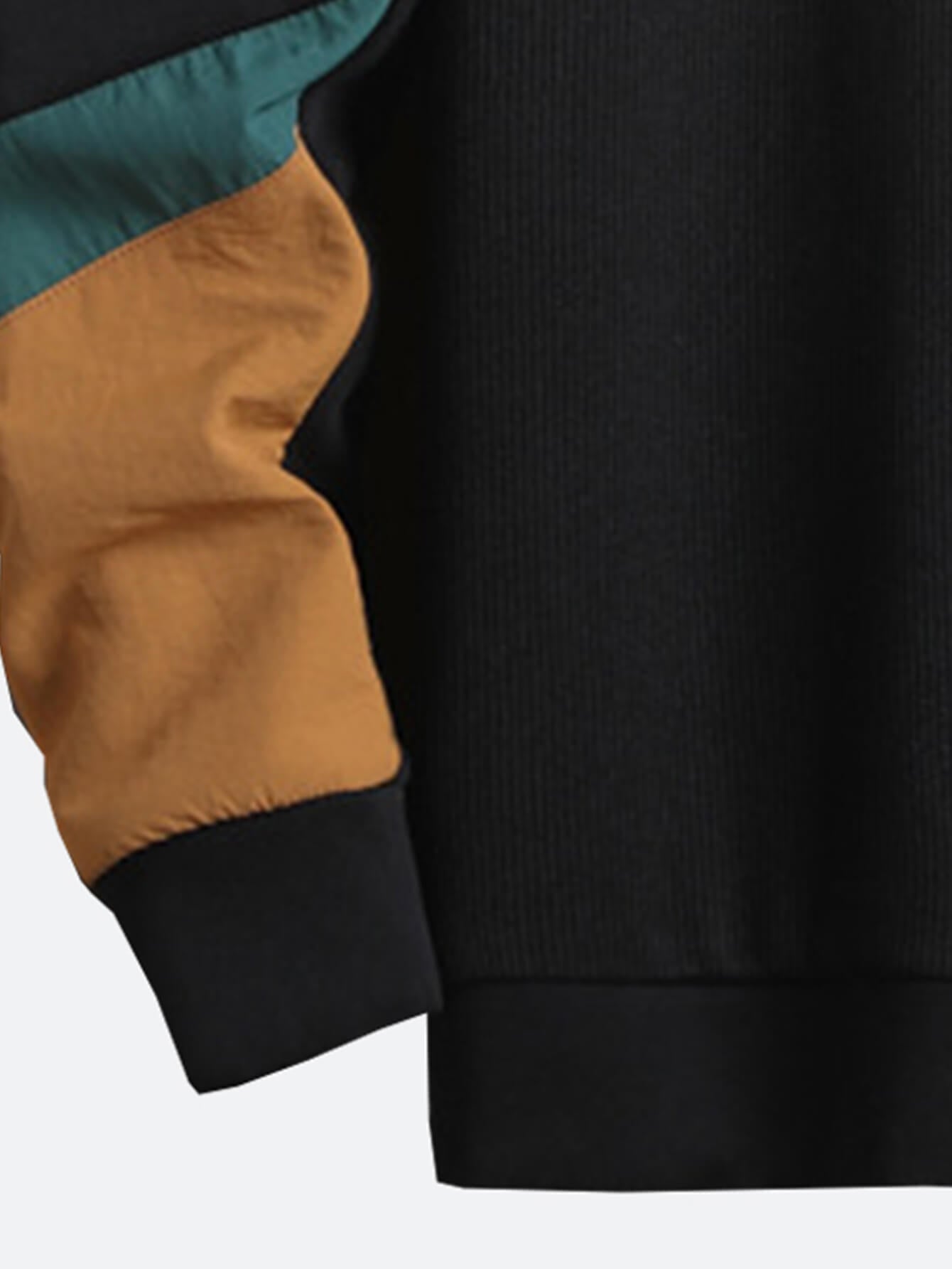 Men Crew Neck Pamuklu Patchwork Sweatshirt