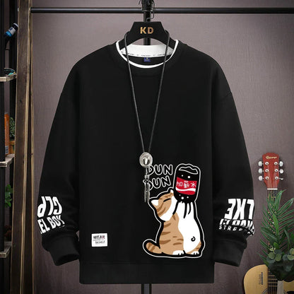 Vance Astor Kedi Desenli Oversize Sweatshirt