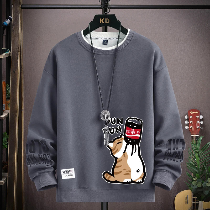 Vance Astor Kedi Desenli Oversize Sweatshirt