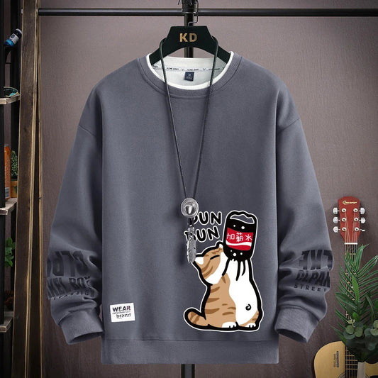 Vance Astor Kedi Desenli Oversize Sweatshirt