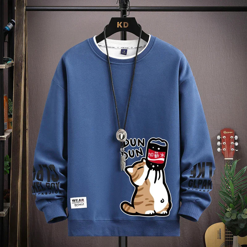Vance Astor Kedi Desenli Oversize Sweatshirt