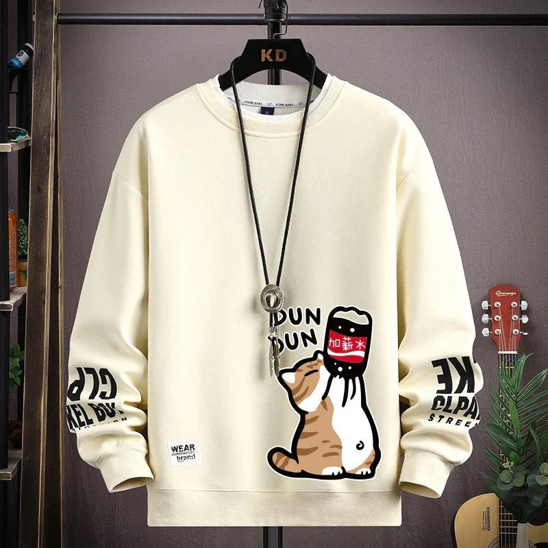Vance Astor Kedi Desenli Oversize Sweatshirt