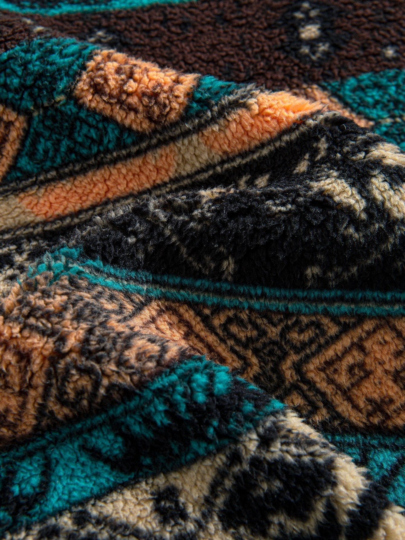 Vance Astor Ethnic Geometric Teddy Hoodie