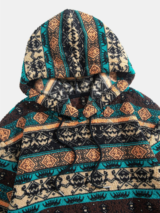Vance Astor Ethnic Geometric Teddy Hoodie