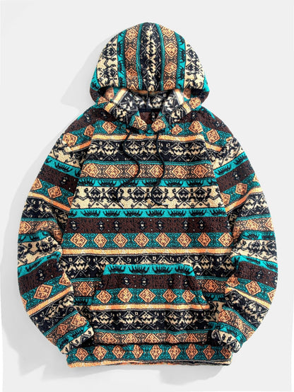 Vance Astor Ethnic Geometric Teddy Hoodie