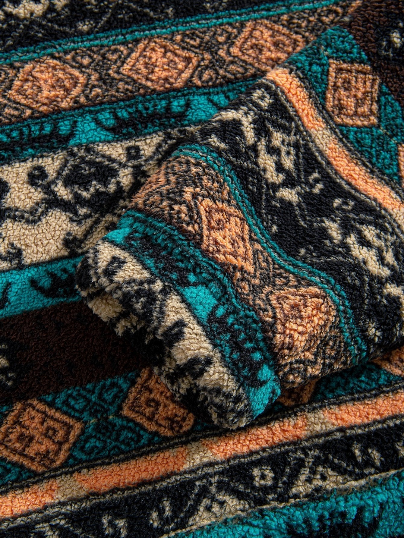 Vance Astor Ethnic Geometric Teddy Hoodie